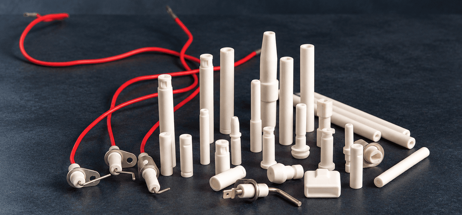 Precision-engineered alumina (Al₂O₃) components designed for reliable insulation in high-temperature ignition systems.